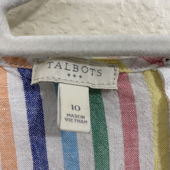 Talbots Womens Dress Size 10 Linen Blend Sleeveless Midi Stripes Multicolor - Picture 6 of 8